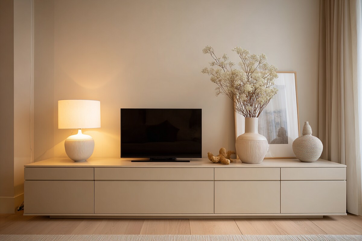 Luxury TV Feature Wall featuring Concealed Soundbar Nook & Cable Ports #12